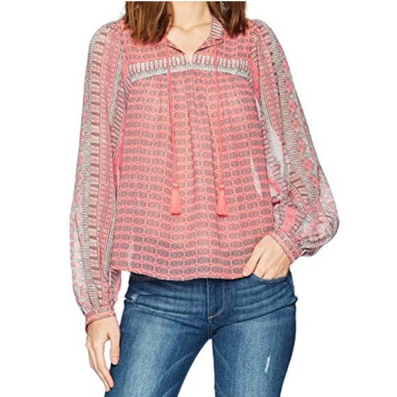 Lucky Brand Tops - Lucky Brand Border Print Peasant Top